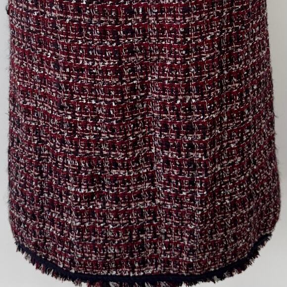Talbots Tweed Fringe Faux Wrap Button Pencil Skirt Plaid | 12 NWT - Picture 7 of 9